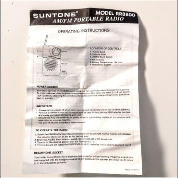 Snap-on Tools Vintage 1995 AM-FM SUNTONE Portable Battery Radio w/Belt Clip NEW! - Picture 9 of 11